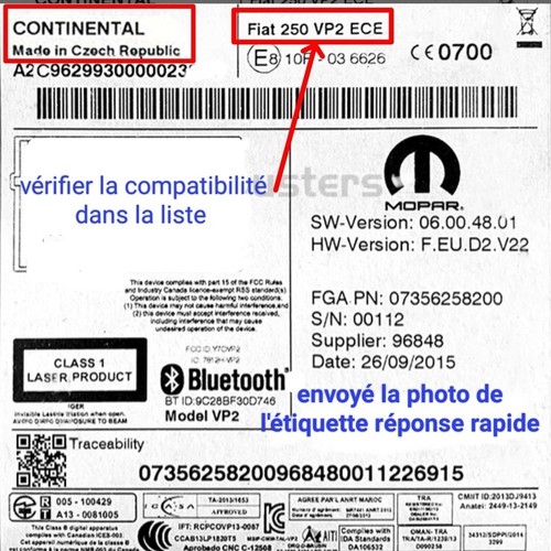 Radio code for - code, fiat